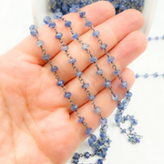 Kyanite Oxidized 925 Sterling Silver Wire Chain.
